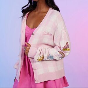 Barbie Pink Checkered Cardigan Hot Topic Barbie Movie exclusive